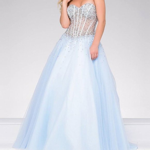 Jovani 47131SC Embellished Tulle Fuchsia Ballgown Size 0 - Picture 4 of 6